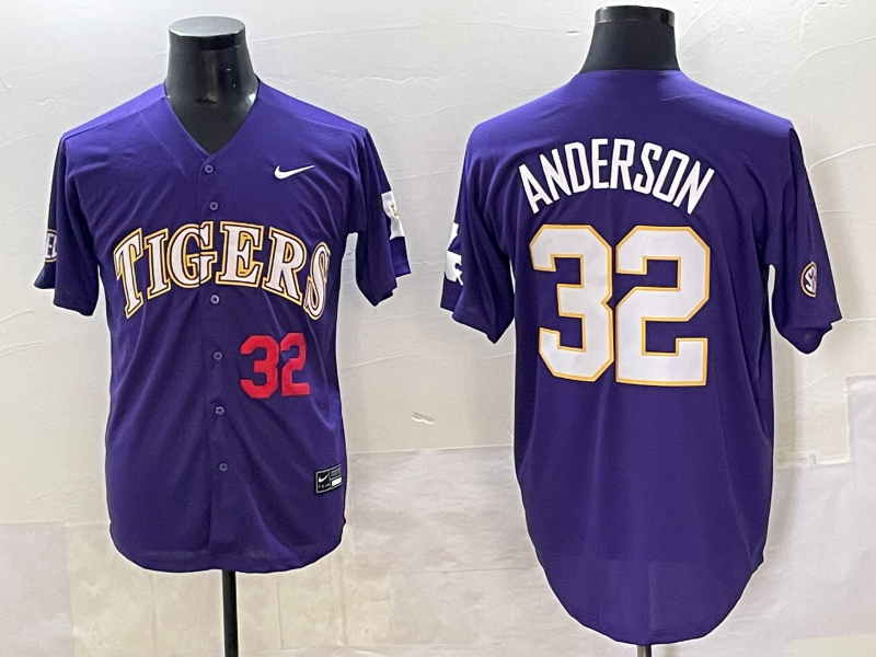 Men 2025 LSU Tigers #32 Anderson blue Joint Name Nike NCAA 2025  Jersey style 3
